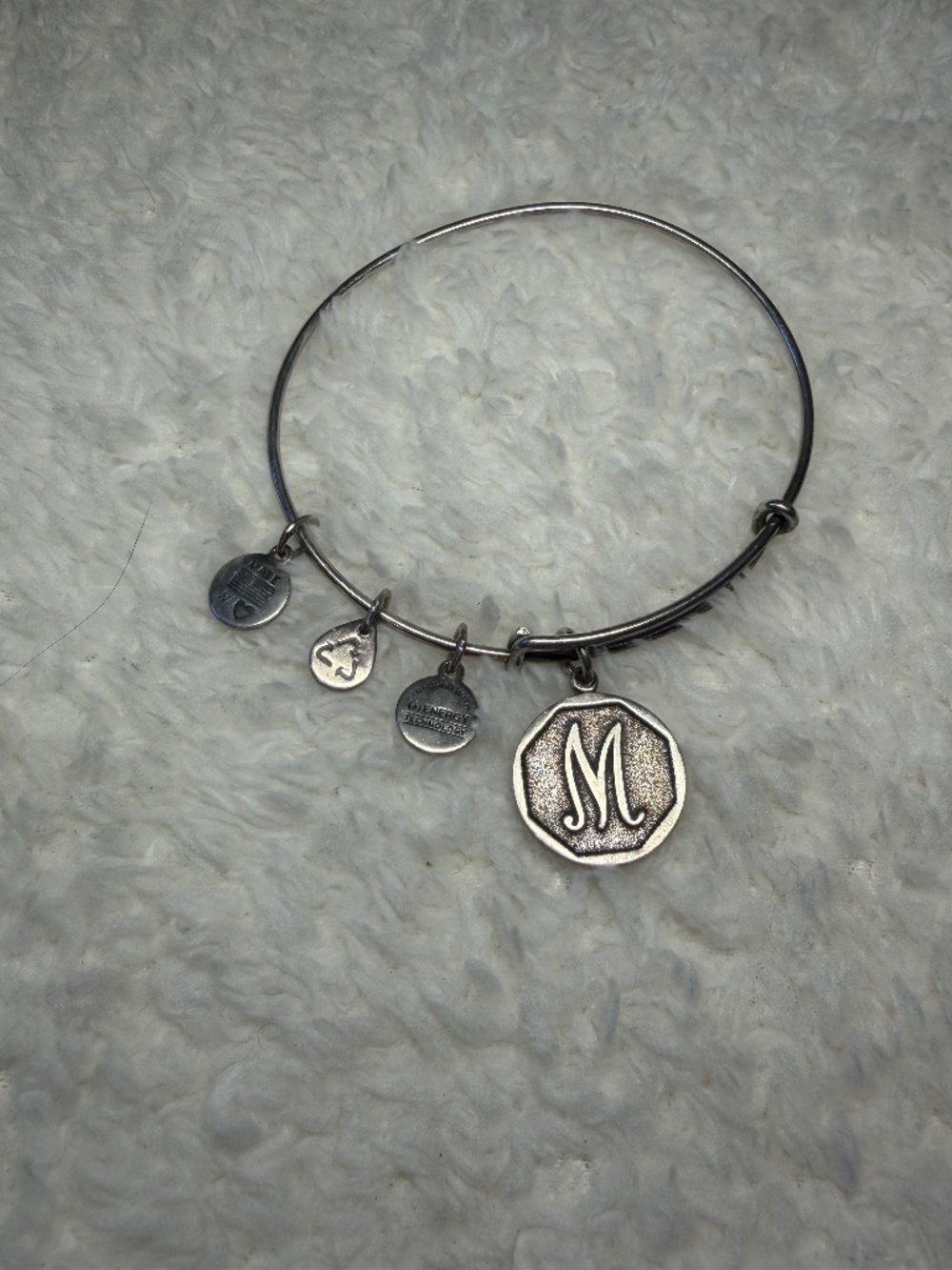 Alex and Ani Letter M Initial Expandable Bangle Bracelet Silver Tone